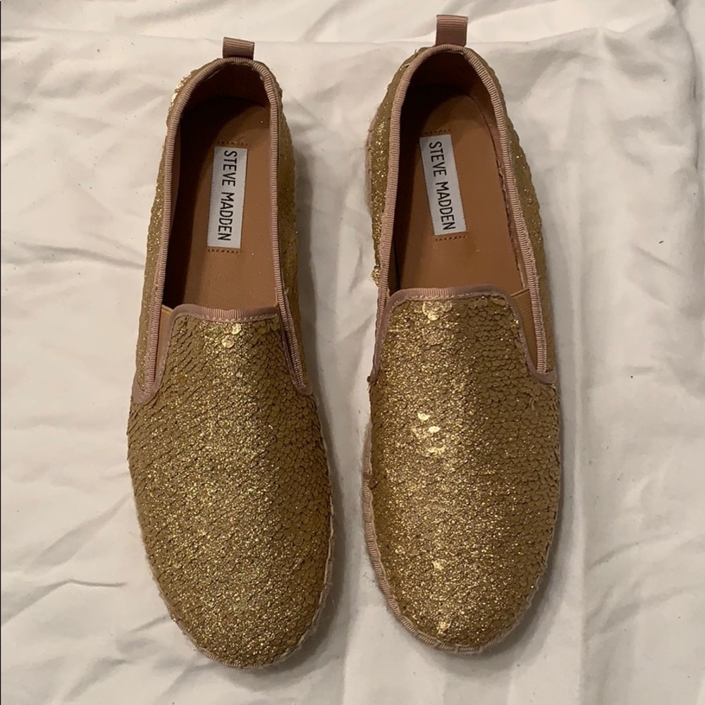 Steve Madden Luuka gold sequin Espadrilles